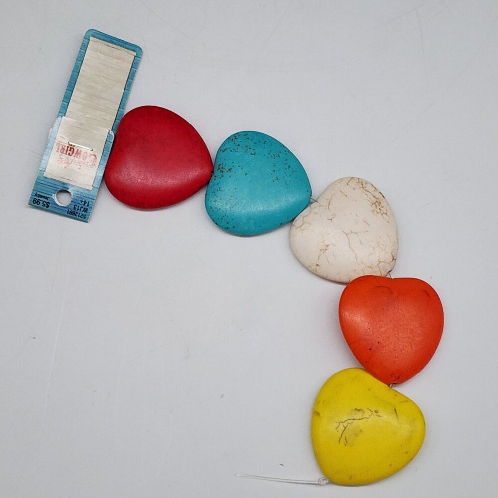 Faux Gemstone Heart Shaped Beads Set For Jewelry Crafting 1-1/2" Wide Jewelry
